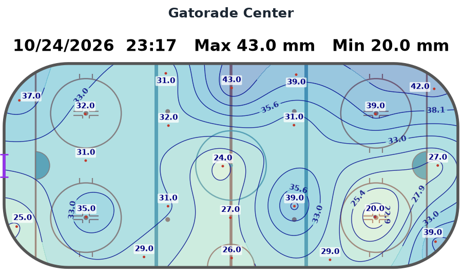 Ice depth topograph — Gatorade Center
, 10 24 2026 23 17